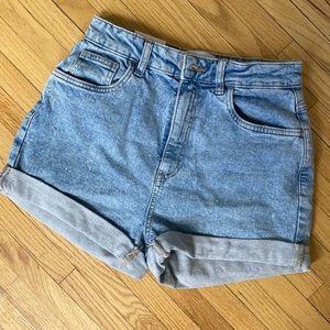 High rise denim shorts